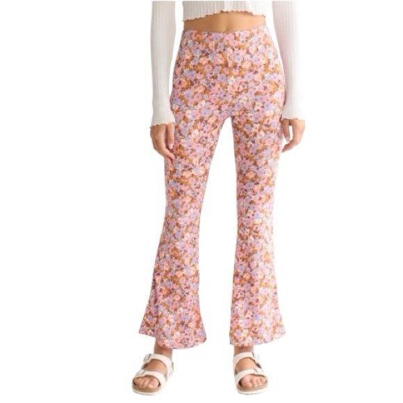 Billabong Hang Loose Flare Pink Ditsy Floral Pants New Women’sSZ XS - Picture 1 of 2